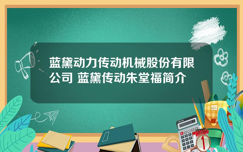 蓝黛动力传动机械股份有限公司 蓝黛传动朱堂福简介